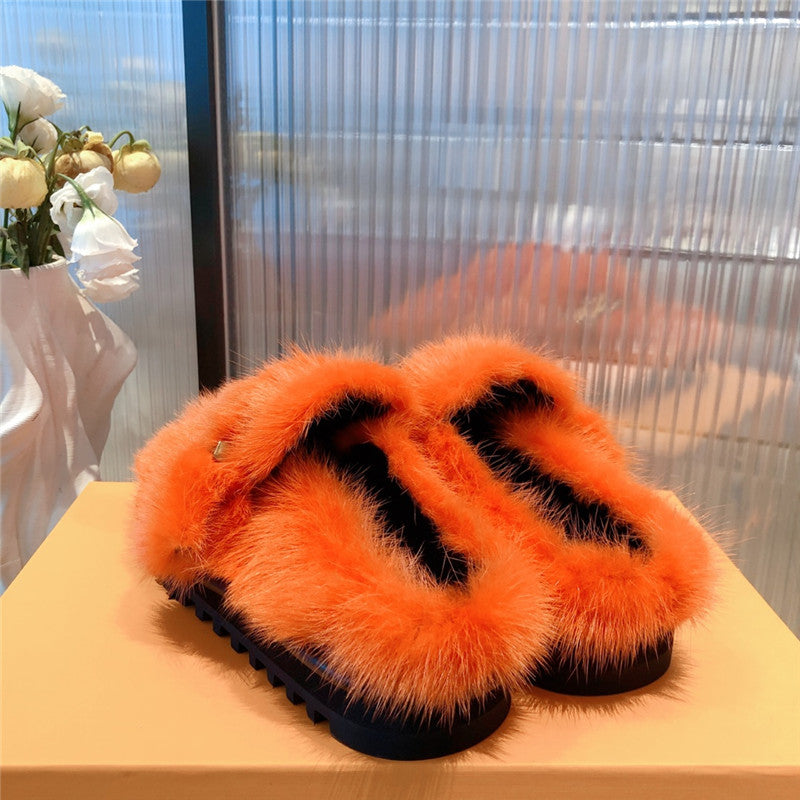High Quality Luxury Louis Vuitton Mink Fur Slippers product detail