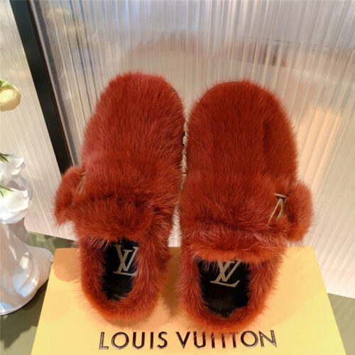 High Quality Luxury Louis Vuitton Mink Fur Slippers – Style 16067 product detail