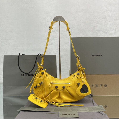 High Quality Luxury Balenciaga Le Cagole Leather Shoulder Bag Yellow