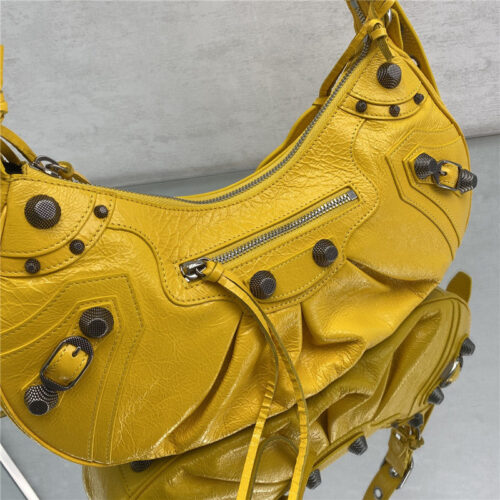 High Quality Luxury Balenciaga Le Cagole Leather Shoulder Bag Yellow product detail