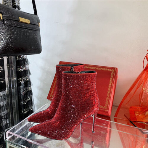 High Quality Luxury Rene Caovilla Drilled Pointed High Heel Booties alternate view