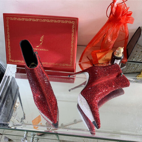 High Quality Luxury Rene Caovilla Drilled Pointed High Heel Booties product detail