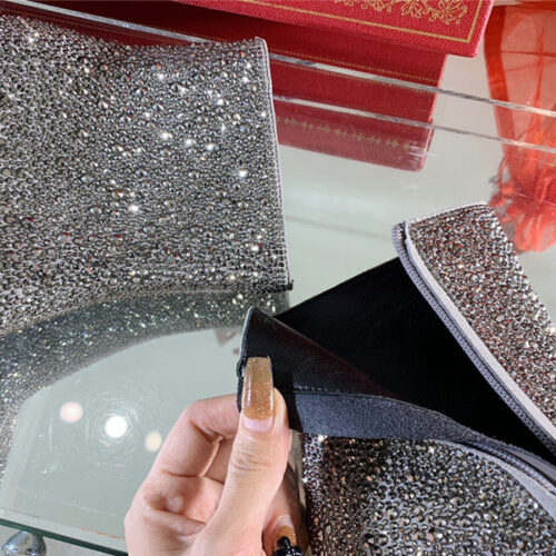 High Quality Luxury Rene Caovilla Drilled Pointed High Heel Boots product detail
