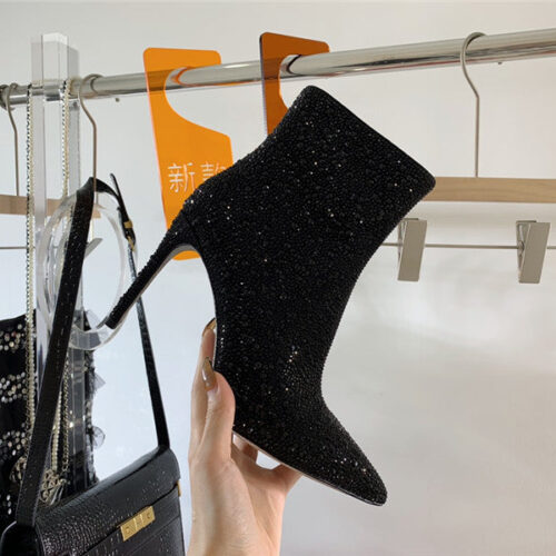 High Quality Luxury Rene Caovilla Drilled Pointed High Heel Booties – Style 44294 product detail