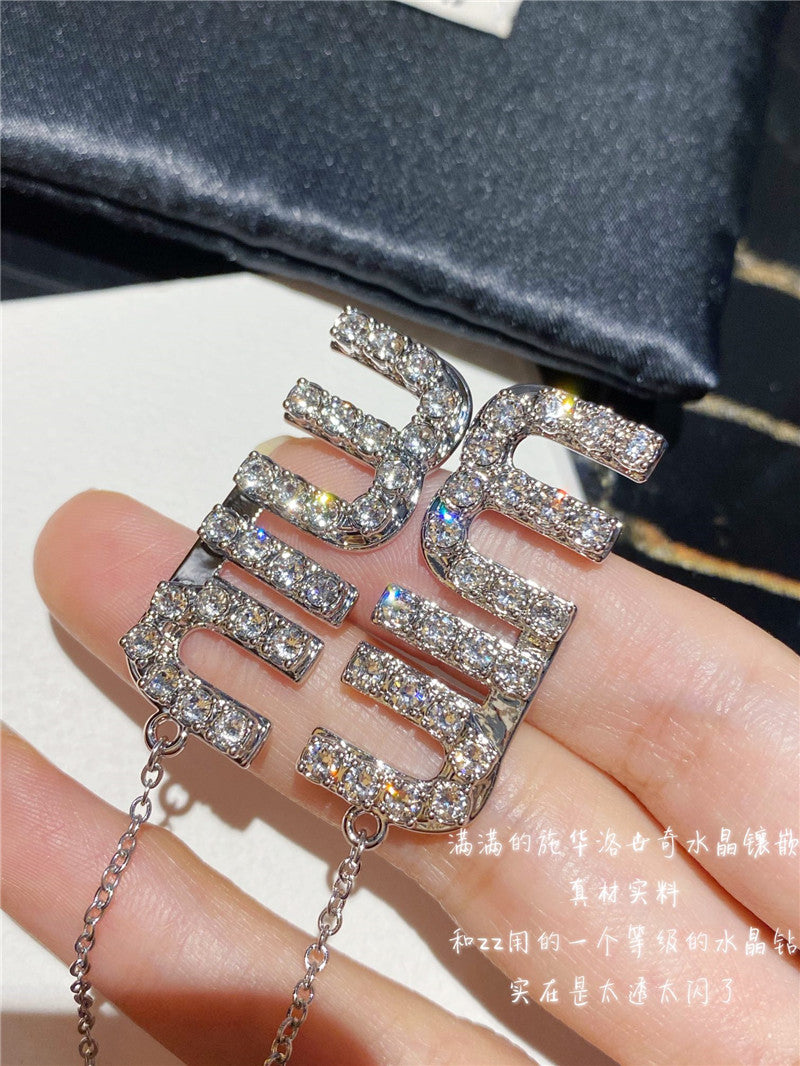 High Quality Luxury Miumiu Crystal Drill Earrings – Style 51183 product detail