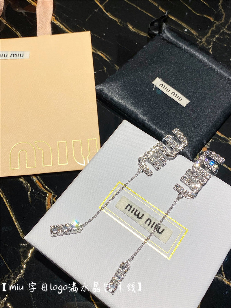 High Quality Luxury Miumiu Crystal Drill Earrings – Style 51183