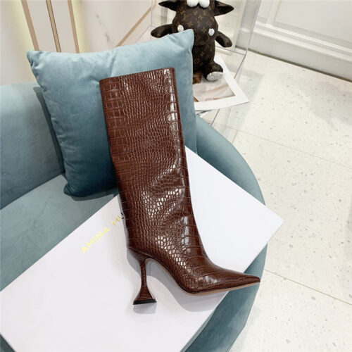 High Quality Luxury Amina Muaddi Crocodile Print Boots product detail