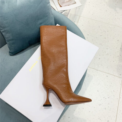 High Quality Luxury Amina Muaddi Crocodile Print Boots – Style 65923 product detail