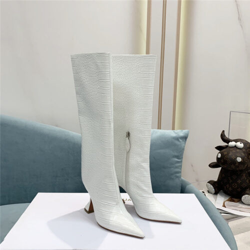 High Quality Luxury Amina Muaddi Crocodile Print Boots – Style 31459