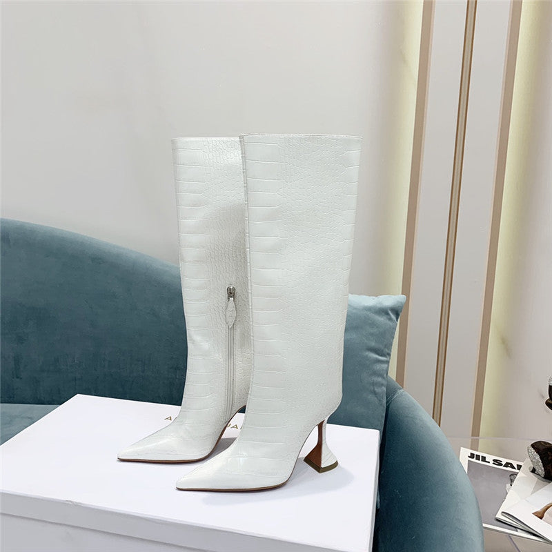 High Quality Luxury Amina Muaddi Crocodile Print Boots – Style 31459 product detail