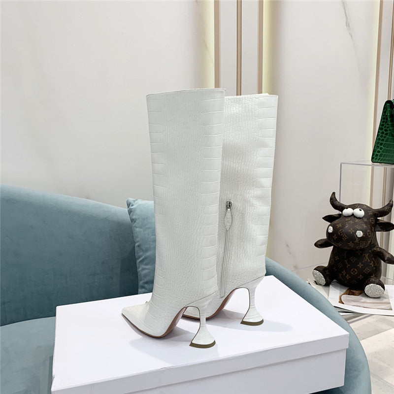 High Quality Luxury Amina Muaddi Crocodile Print Boots – Style 31459 product detail