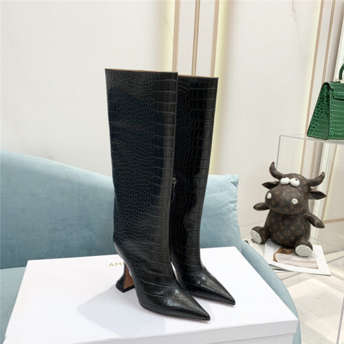High Quality Luxury Amina Muaddi Crocodile Print Boots – Style 96995