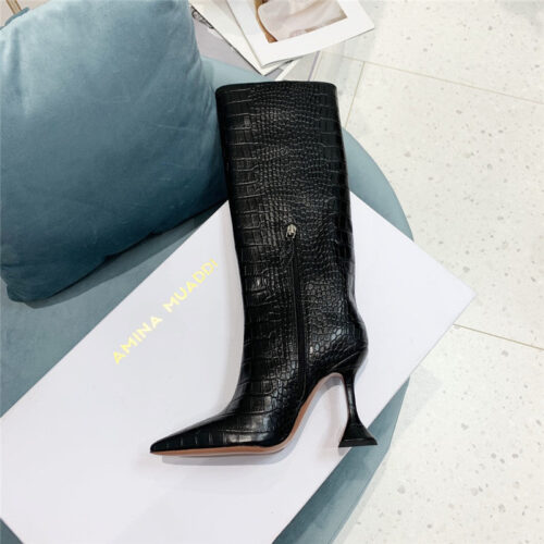 High Quality Luxury Amina Muaddi Crocodile Print Boots – Style 96995 product detail