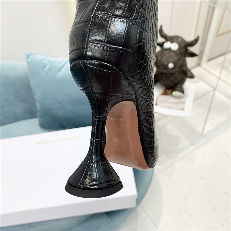 High Quality Luxury Amina Muaddi Crocodile Print Boots – Style 96995 product detail