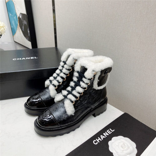 High Quality Luxury Chanel Motorcycle Boots Wool Short Boots
