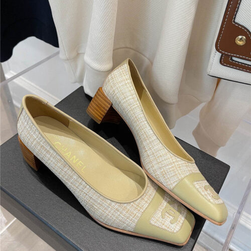 High Quality Luxury Chanel Square Toe Chunky Heels product detail