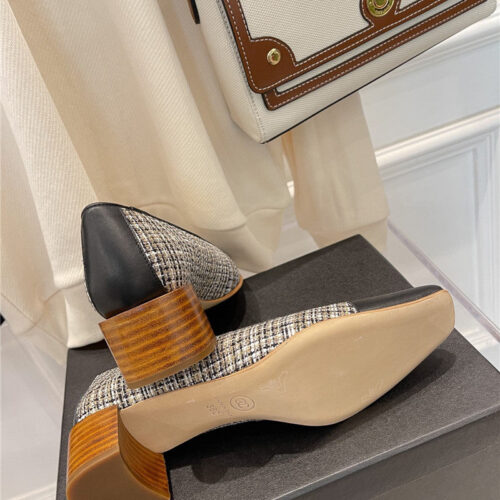 High Quality Luxury Chanel Square Toe Chunky Heels – Style 68198 product detail