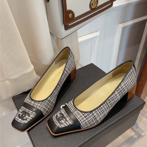 High Quality Luxury Chanel Square Toe Chunky Heels – Style 68198 product detail