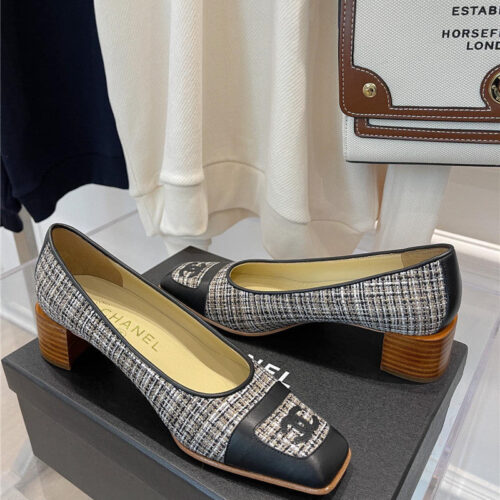 High Quality Luxury Chanel Square Toe Chunky Heels – Style 68198 product detail