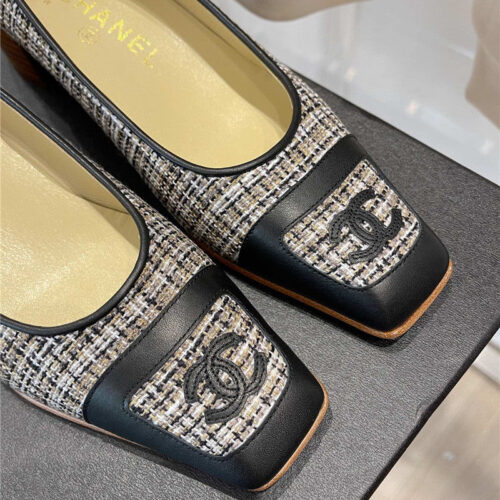 High Quality Luxury Chanel Square Toe Chunky Heels – Style 68198 product detail