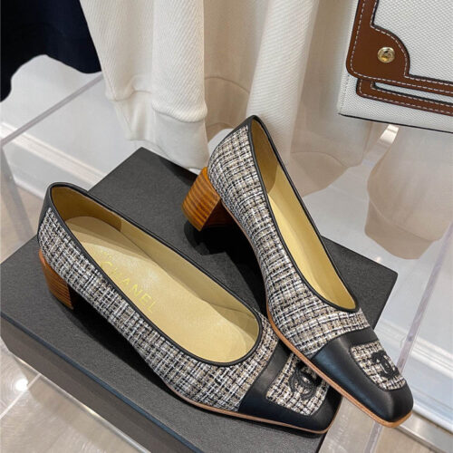 High Quality Luxury Chanel Square Toe Chunky Heels – Style 68198 alternate view
