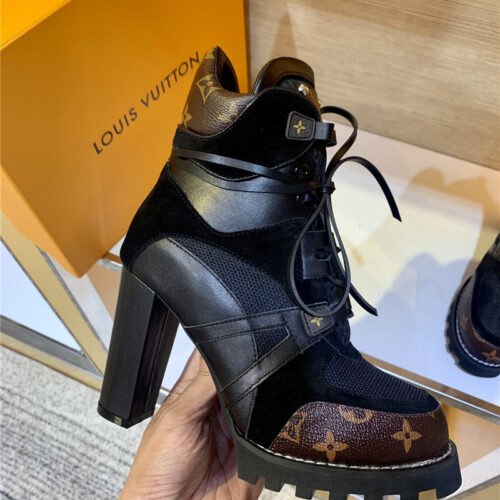 High Quality Luxury Louis Vuitton Leather Thick High-Heeled Martin Boots product detail