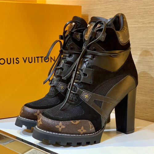 High Quality Luxury Louis Vuitton Leather Thick High-Heeled Martin Boots alternate view