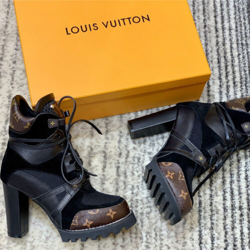 High Quality Luxury Louis Vuitton Leather Thick High-Heeled Martin Boots product detail