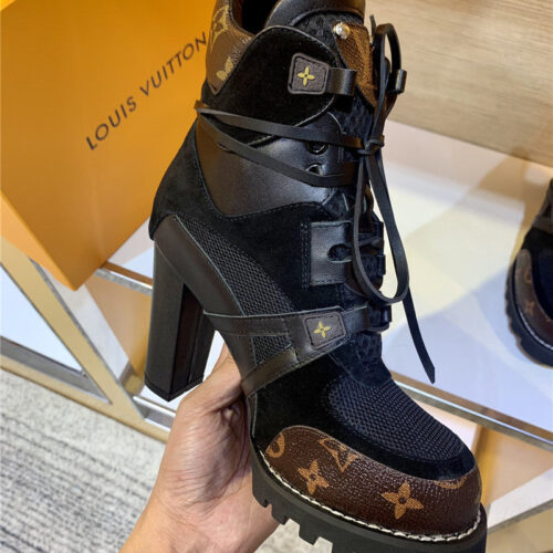 High Quality Luxury Louis Vuitton Leather Thick High-Heeled Martin Boots product detail