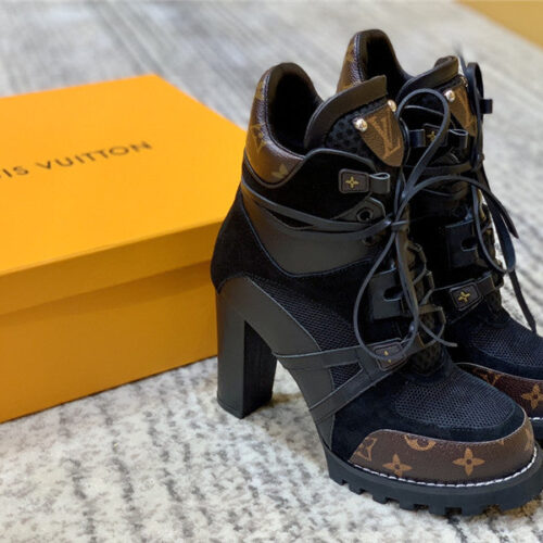 High Quality Luxury Louis Vuitton Leather Thick High-Heeled Martin Boots product detail