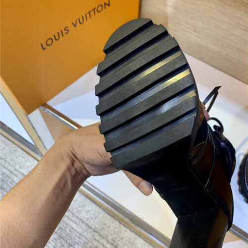 High Quality Luxury Louis Vuitton Leather Thick High-Heeled Martin Boots product detail