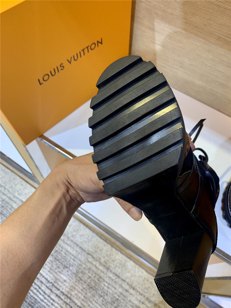High Quality Luxury Louis Vuitton Leather Thick High-Heeled Martin Boots product detail
