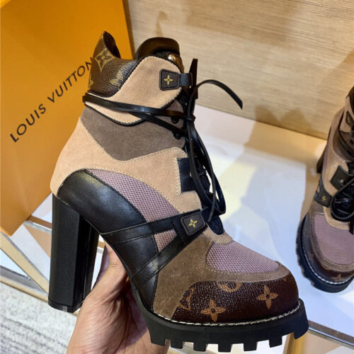High Quality Luxury Louis Vuitton Patchwork High-Heel Boots – Sizes 35–41 product detail