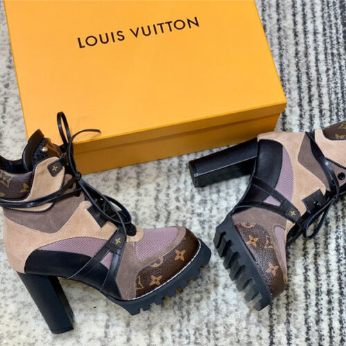 High Quality Luxury Louis Vuitton Patchwork High-Heel Boots – Sizes 35–41 product detail
