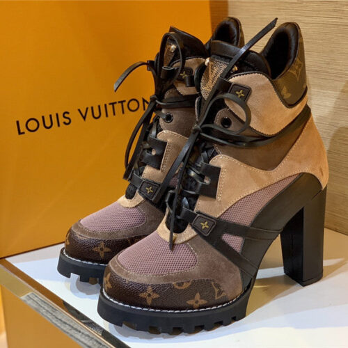 High Quality Luxury Louis Vuitton Patchwork High-Heel Boots – Sizes 35–41 product detail