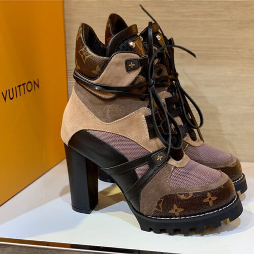 High Quality Luxury Louis Vuitton Patchwork High-Heel Boots – Sizes 35–41 product detail