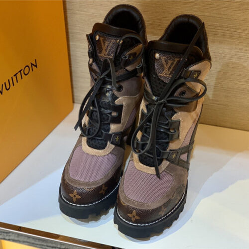 High Quality Luxury Louis Vuitton Patchwork High-Heel Boots – Sizes 35–41 product detail