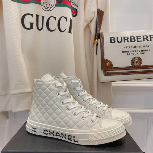 High Quality Luxury Chanel White High Top Sneakers – Style 02342