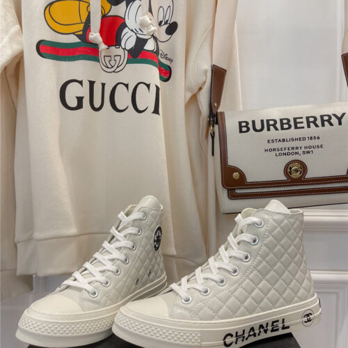 High Quality Luxury Chanel White High Top Sneakers – Style 02342 product detail