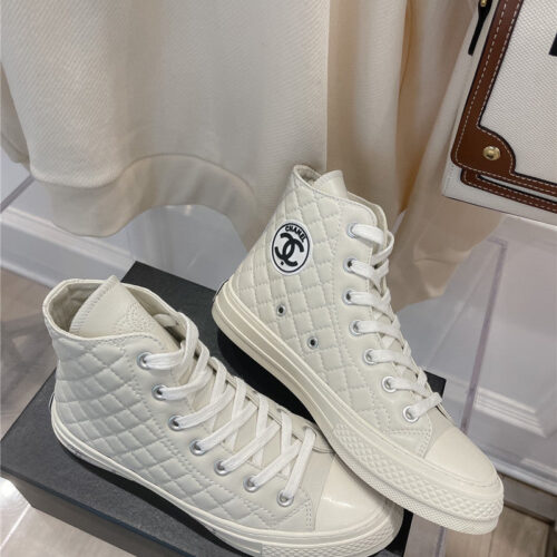High Quality Luxury Chanel White High Top Sneakers – Style 02342 alternate view