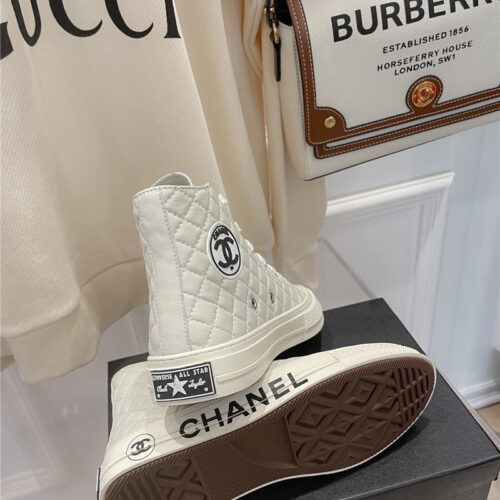 High Quality Luxury Chanel White High Top Sneakers – Style 02342 product detail