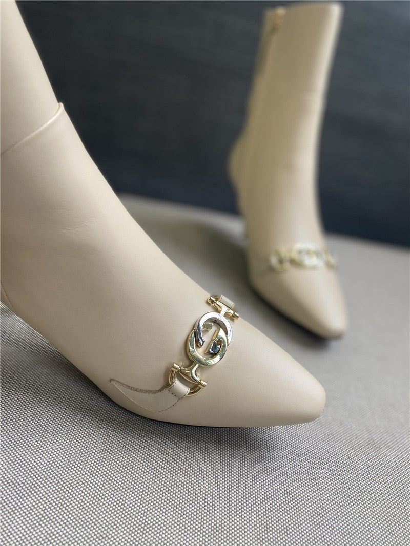 High Quality Luxury Gucci Pointed Toe High-Heeled Ankle Boots – Style 66131 product detail