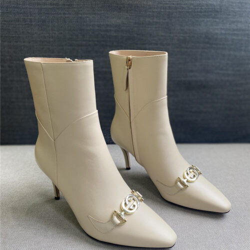 High Quality Luxury Gucci Pointed Toe High-Heeled Ankle Boots – Style 66131