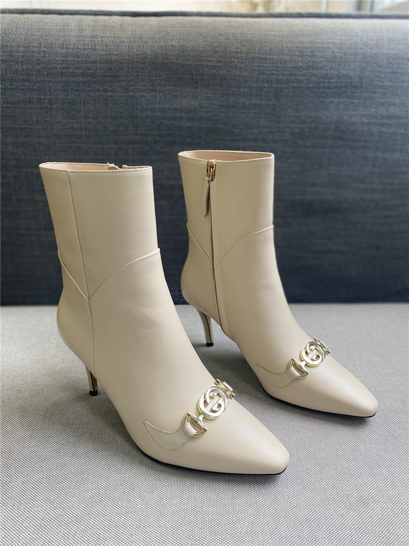 High Quality Luxury Gucci Pointed Toe High-Heeled Ankle Boots – Style 66131