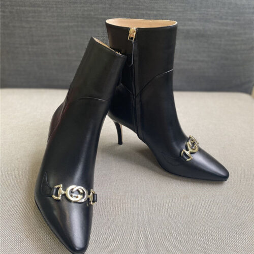 High Quality Luxury Gucci Pointed Toe High-Heeled Ankle Boots alternate view