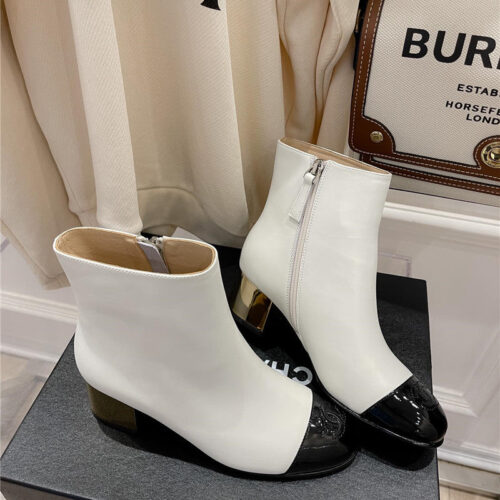 High Quality Luxury Chanel Metal Heel Top Ankle Boots – Style 77382 product detail
