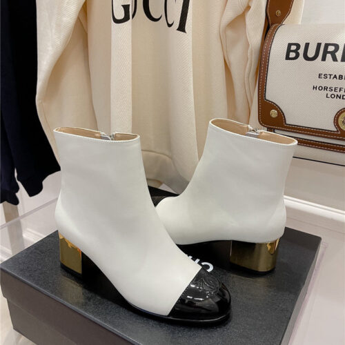 High Quality Luxury Chanel Metal Heel Top Ankle Boots – Style 77382 product detail