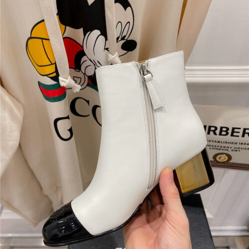 High Quality Luxury Chanel Metal Heel Top Ankle Boots – Style 77382 product detail