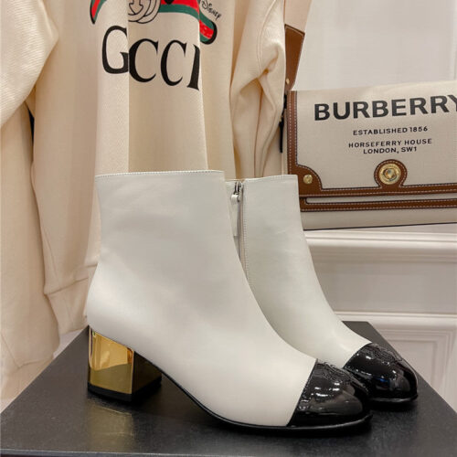 High Quality Luxury Chanel Metal Heel Top Ankle Boots – Style 77382