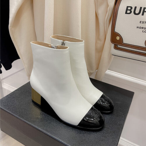 High Quality Luxury Chanel Metal Heel Top Ankle Boots – Style 77382 alternate view